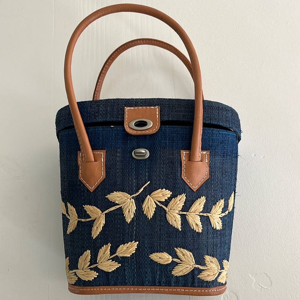 50s straw bucket bag